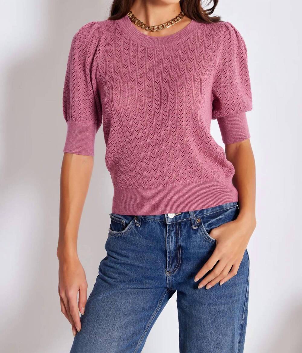NEW BISHOP + YOUNG sienna puff sleeve sweater in magenta